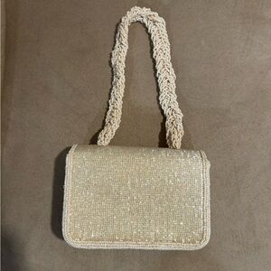 Elegant Cream Beaded Women's Bag